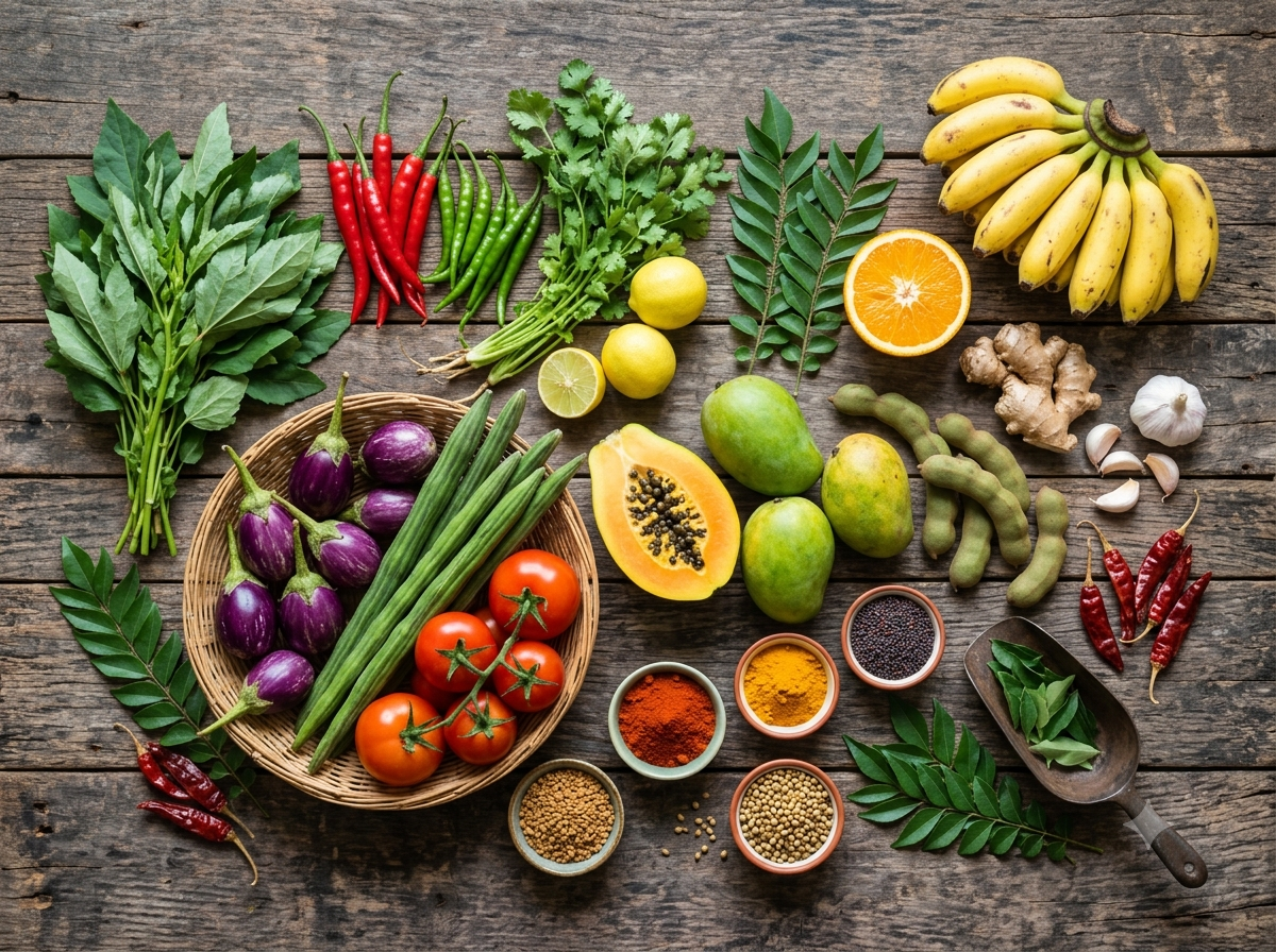 Fresh regional produce flatlay
